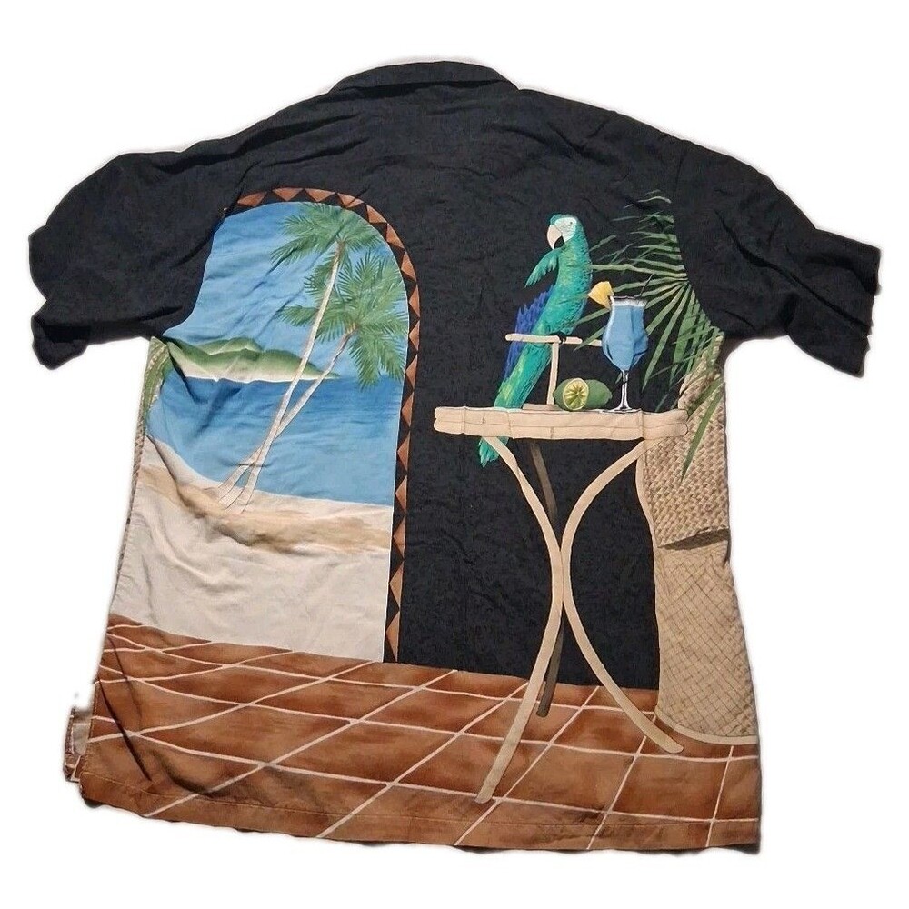 Tori Richard Shirt Mens Large Hawaiian Parrot Floral Rayon Made In USA Duel Side - Picture 3 of 5